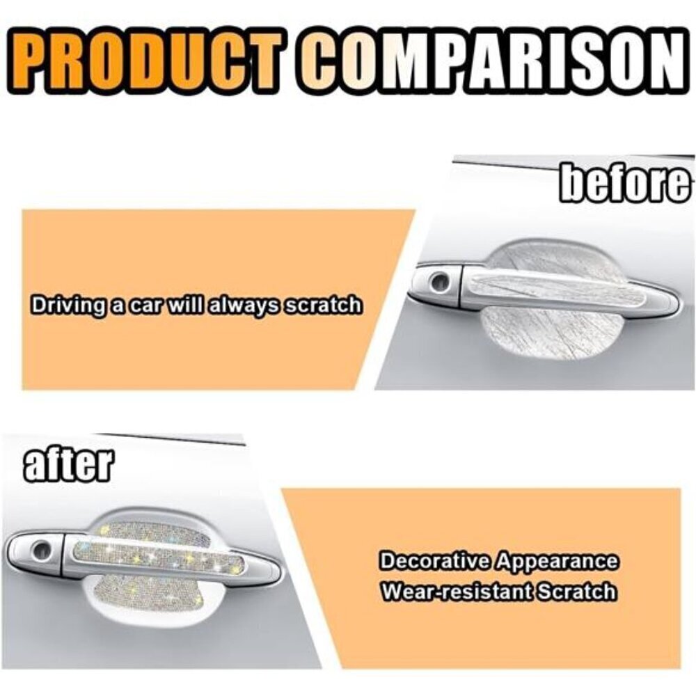 Car Door Handle Protector Bling Sticker Anti-Scratch, Universal Multi-Color - Picture 3 of 6